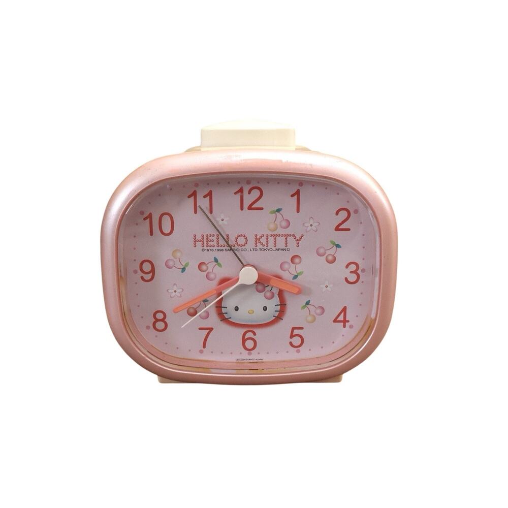 Vintage Sanrio Hello Kitty Pink Analog Alarm Clock 1998 90s WORKS Fem RARE